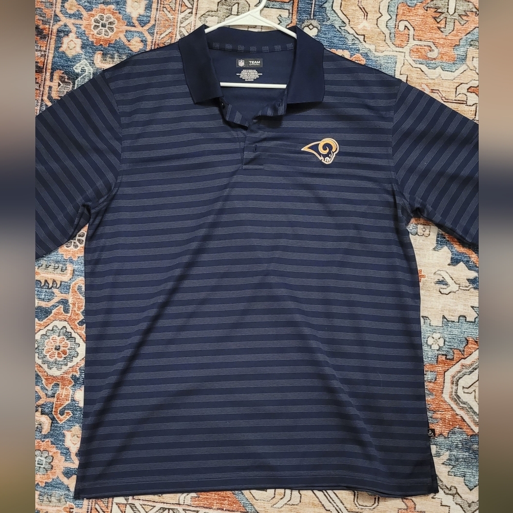 NFL Team Apparel Los Angeles Rams Polo – Men’s XL – Navy Stripe